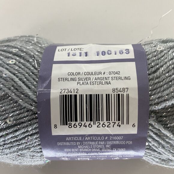 Loops & Threads Payette Paillette Sterling Silver Yarn Skein 216 yds Lot of 2 - Picture 4 of 4